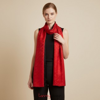 Khăn lụa dài 2 lớp đỏ đen